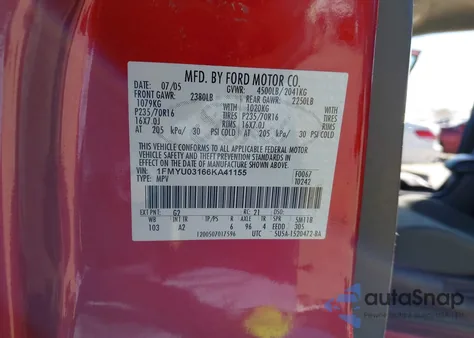 2006 Ford Escape Xlt/Xlt Sport from USA, damaged, VIN 1FMYU03166KA41155